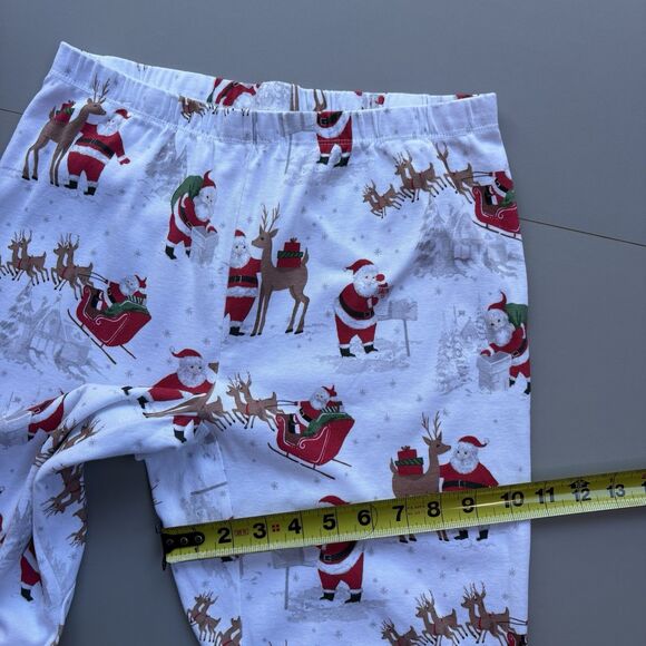 Pottery Barn Women M Organic Cotton White Heritage Santa Christmas Pajama Set - Picture 12 of 16